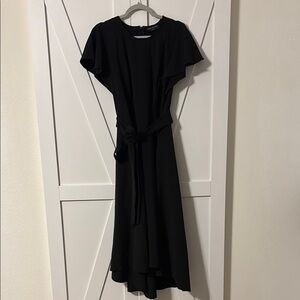 Black High Low A-line Dress with Tie